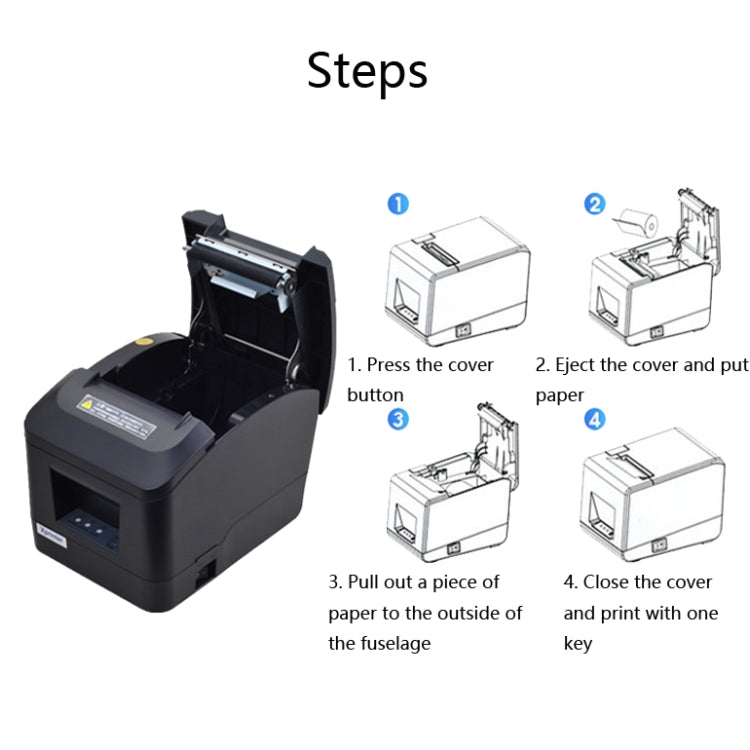 Xprinter XP-A160M Thermal Printer Catering Bill POS Cash Register Printer, Style:UK Plug(USB)