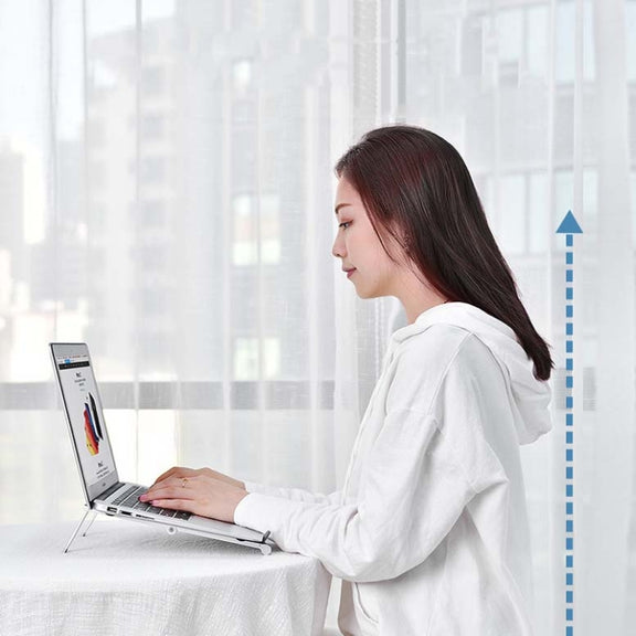 Metal Laptop Stand Computer Cooling Folding Mini Flat Raised Bracket(Gray)
