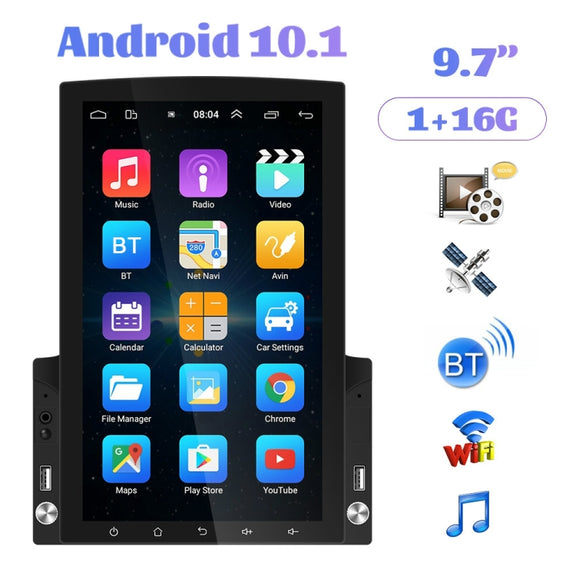 9.7 inch Vertical Screen HD 2.5D Glass Car MP5 Player Android Navigation All-in-one Machine, Specification:Standard+4 Lights Camera