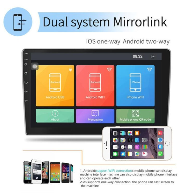 Universal Machine Android Smart Navigation Car Navigation DVD Reversing Video Integrated Machine, Size:10inch 2+16G, Specification:Standard+4 Lights Camera