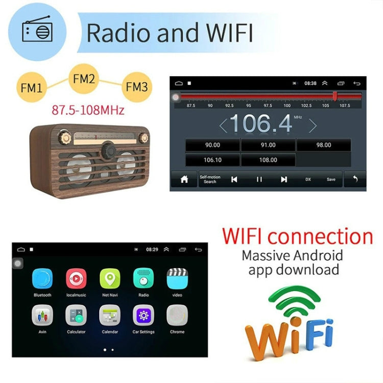 Universal Machine Android Smart Navigation Car Navigation DVD Reversing Video Integrated Machine, Size:10inch 1+16G, Specification:Standard+8 Lights Camera