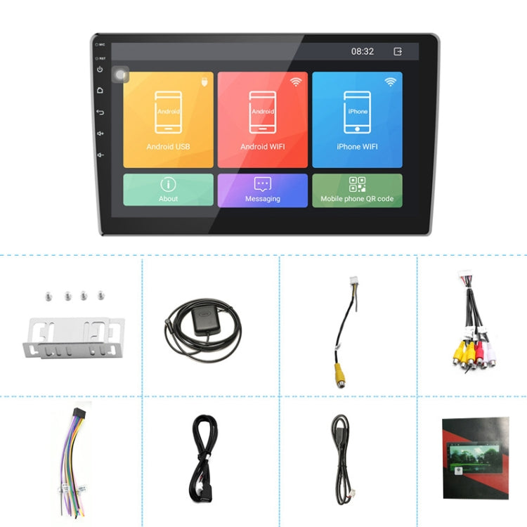 Universal Machine Android Smart Navigation Car Navigation DVD Reversing Video Integrated Machine, Size:9inch 2+16G, Specification:Standard+12 Lights Camera