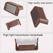 4 PCS Solar Railing Light Staircase Light Outdoor Water-resistant LED Step Light Garden Decoration Landscape Light, Warm White Light(Brown)