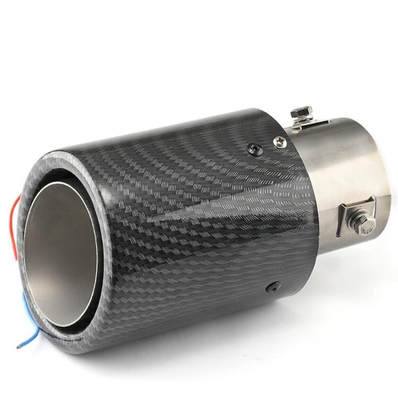 Car Modification Carbon Fiber Luminous Tail Throat LED Lights Modified Car Exhaust Pipe Spitfire Tail Throat, Style:Curling(Red)