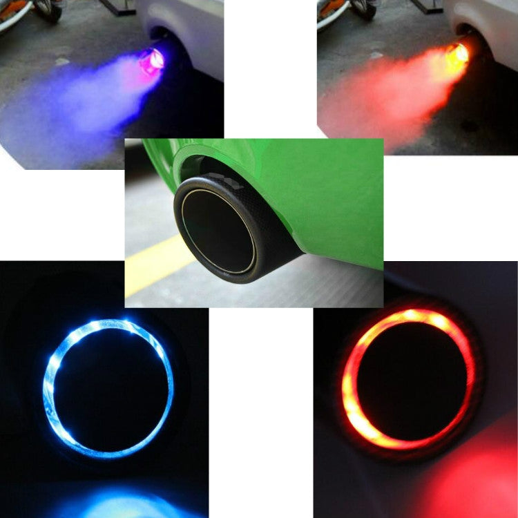 Car Modification Carbon Fiber Luminous Tail Throat LED Lights Modified Car Exhaust Pipe Spitfire Tail Throat, Style:Curling(Red)