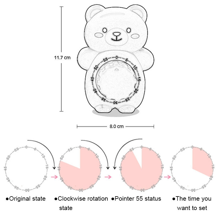 Cartoon Bear Timer Kitchen Gadget Mechanical Timer(Yellow)