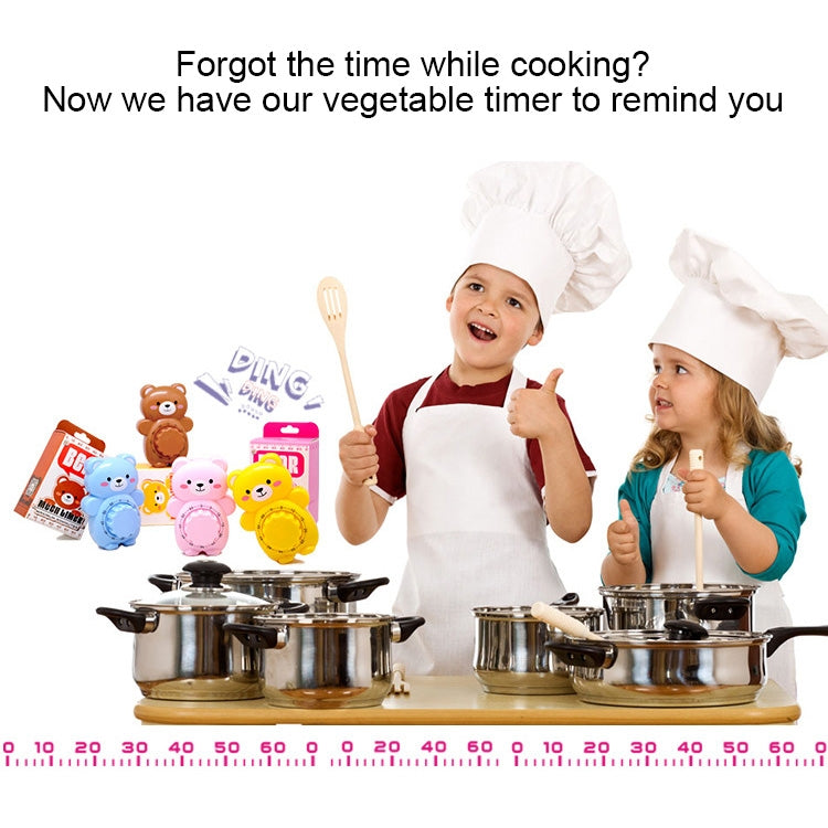 Cartoon Bear Timer Kitchen Gadget Mechanical Timer(Pink)