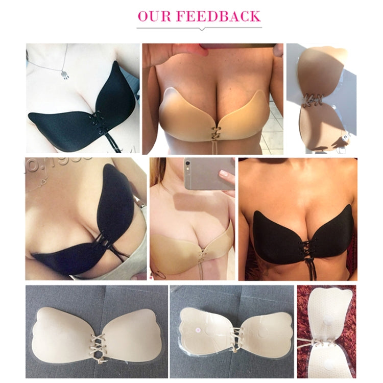 Women Self-Adhesive Strapless Bandage Blackless Solid Bra Silicone Underwear Invisible Bra, Size:S (T Black)