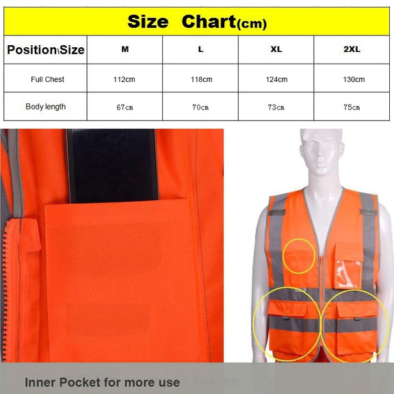 Multi-pockets Safety Vest Reflective Workwear Clothing, Size:XXL-Chest 130cm(Blue)