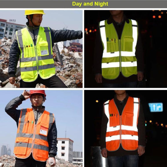 Multi-pockets Safety Vest Reflective Workwear Clothing, Size:XXL-Chest 130cm(Blue)