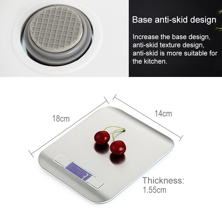 BOH-2012 Digital Multi-function Stainless Steel Food Kitchen Scale with LCD Display, Specification: 5kg/1g (Silver)