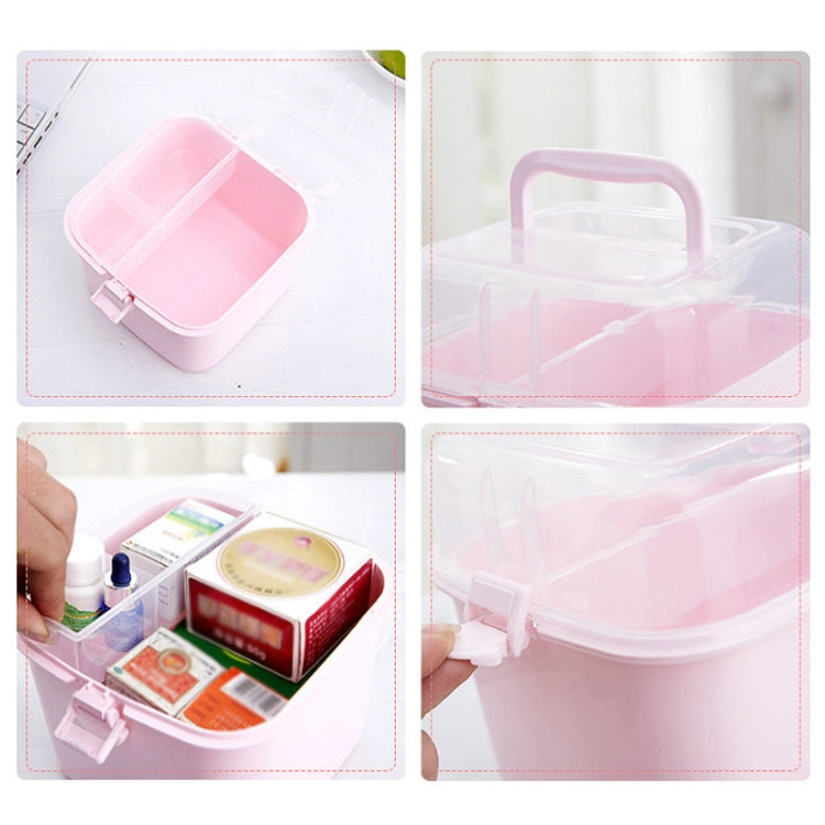 Multifunctional Transparent Plastic Cosmetic Storage Box Household Supplies Storage Pill Box(Gray)