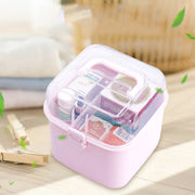 Multifunctional Transparent Plastic Cosmetic Storage Box Household Supplies Storage Pill Box(Pink)