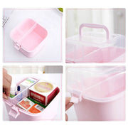 Multifunctional Transparent Plastic Cosmetic Storage Box Household Supplies Storage Pill Box(Pink)