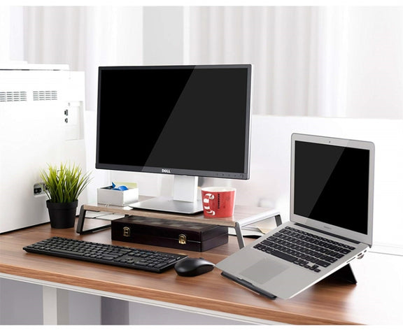 Monitor Stand Riser with Metal Feet for iMac MacBook LCD Display Printer, Lapdesk Tabletop Organizer Sturdy Platform Save Space(Black)