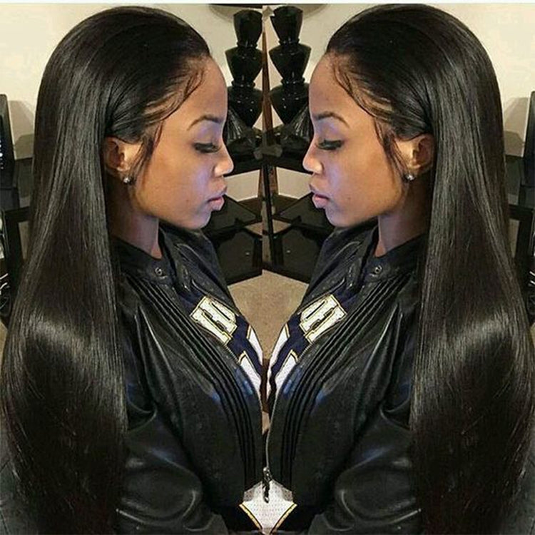 Straight Lace Front Human Hair Wigs, Stretched Length:16 inches, Style:1
