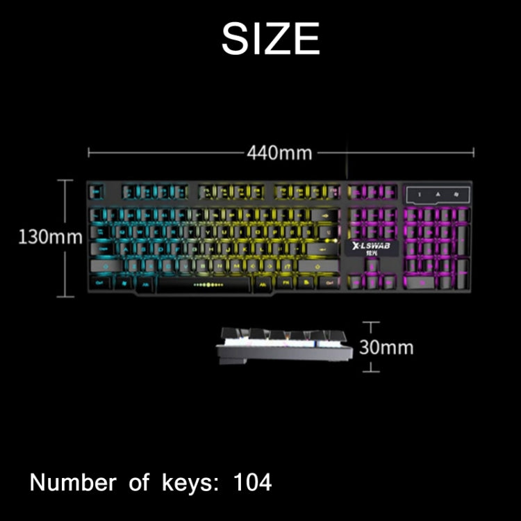 X-L SWAB GX50 Computer Manipulator Feel Wired Keyboard + Macro Programming Mouse, Color： Black Mixed Light