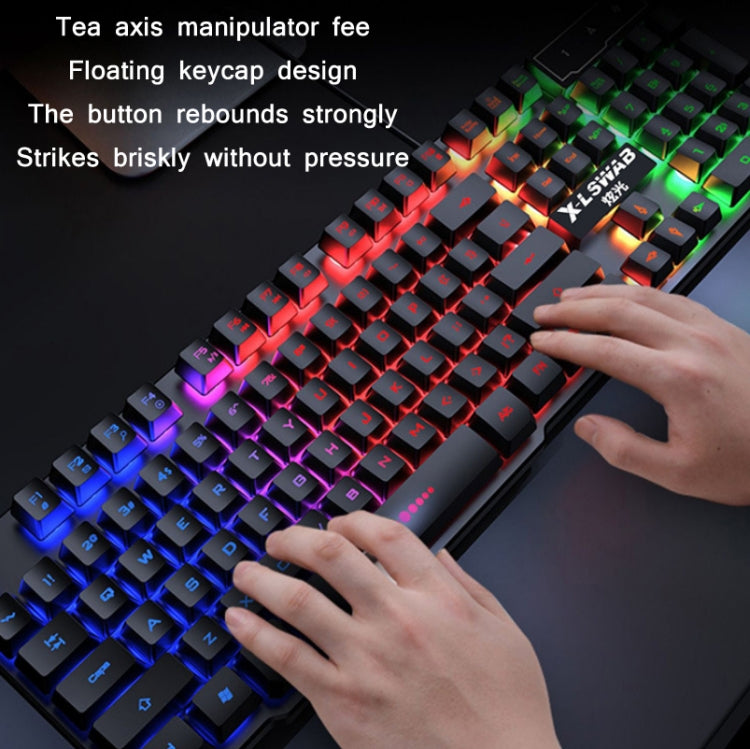 X-L SWAB GX50 Computer Manipulator Feel Wired Keyboard + Macro Programming Mouse, Color： Black Mixed Light