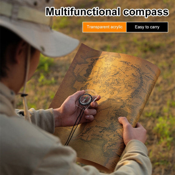 Professional Mini Compass Map Scale Ruler Multifunctional Equipment Outdoor Hiking Camping Survival
