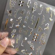 TH-759 10pcs Frosted Transparent Back Adhesive Bronzing Smudged Nail Art Sticker