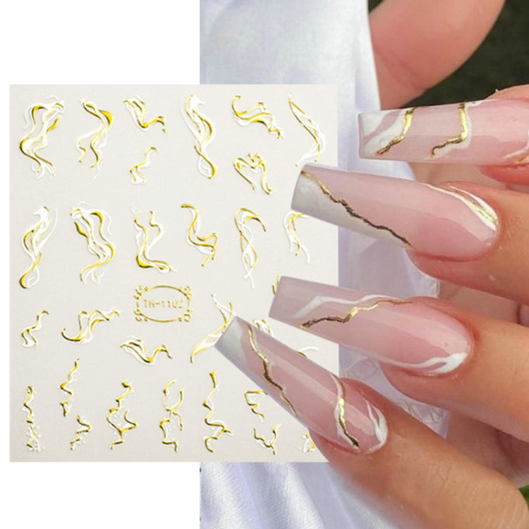 TH-1114 10pcs Frosted Transparent Back Adhesive Bronzing Smudged Nail Art Sticker
