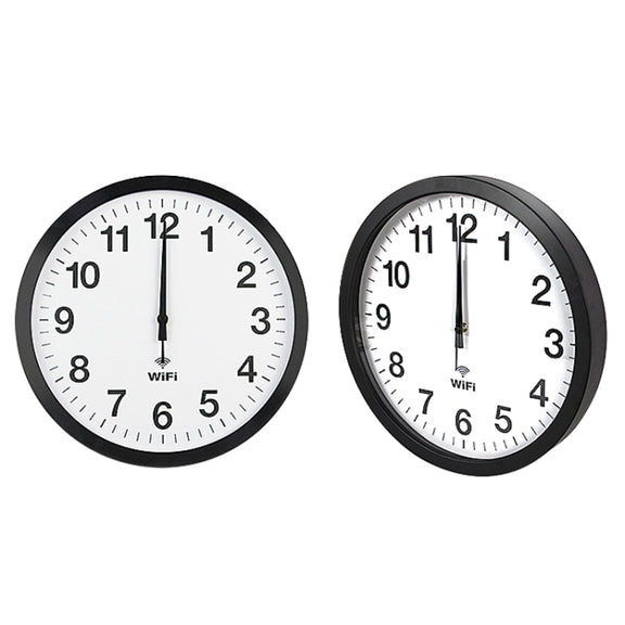Smart Network Automatic Time Synchronization Wifi Wall Clock Modern Minimalist Silent Living Room Clock, Size:16 inch(Black)