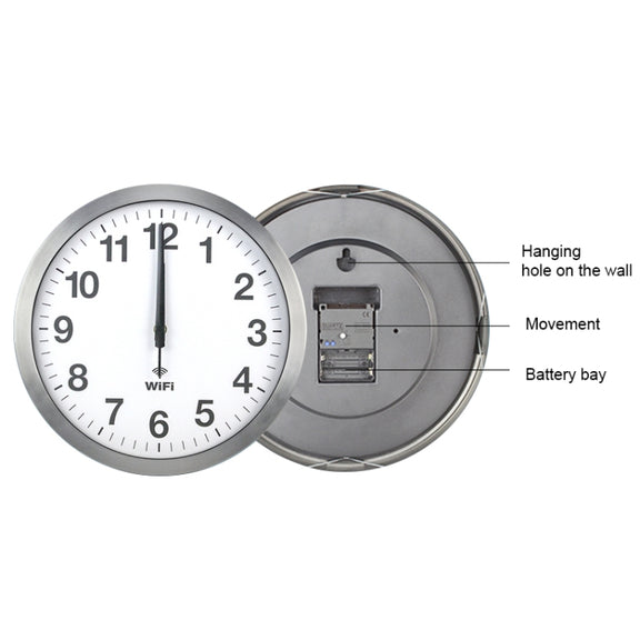 Smart Network Automatic Time Synchronization Wifi Wall Clock Modern Minimalist Silent Living Room Clock, Size:16 inch(Black)