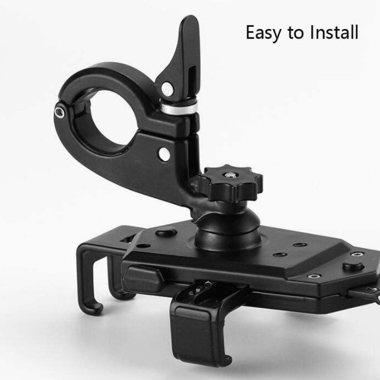 Bicycle Mobile Phone Holder Can Rotate And Adjust Fixed Aluminum Alloy Bracket Automatic Grab Bracket, Style:Handlebar Installation(Silver)