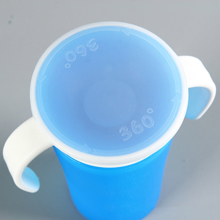 360 Degrees Rotated Baby Learning Drinking Cup With Double Handle Flip(Blue)