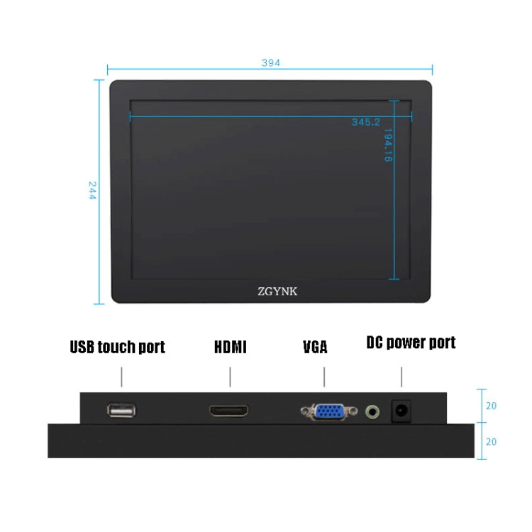 ZGYNK KQ101 HD Embedded Display Industrial Screen, Size: 15.6 inch, Style:Resistive