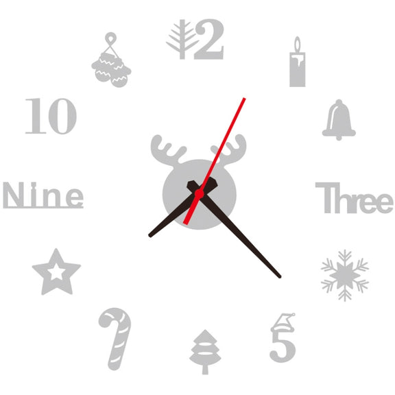 Acrylic 3D Wall Clock DIY Living Room Bedroom Wall Background Decoration(Silver)