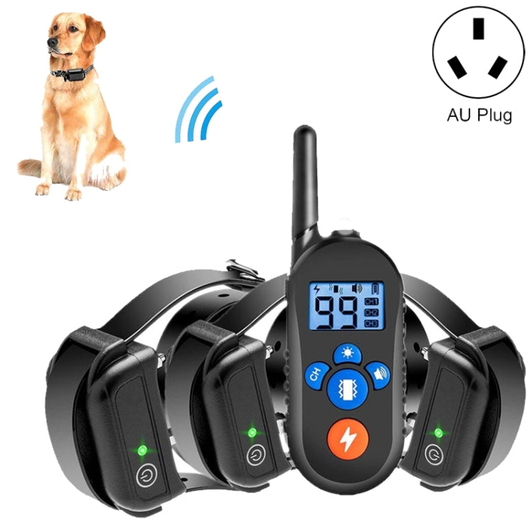 800m Remote Control Electric Shock Bark Stopper Vibration Warning Pet Supplies Electronic Water-resistant Collar Dog Training Device, Style:556-3(AU Plug)