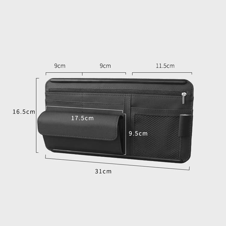 Car Sun Block Glasses Case Document Holder Car Plastic Frame Zipper Type Multi-Function Card Bag Storage Bag(Brown)