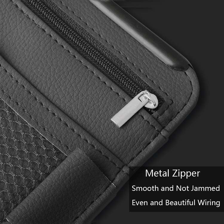 Car Sun Block Glasses Case Document Holder Car Plastic Frame Zipper Type Multi-Function Card Bag Storage Bag(Brown)