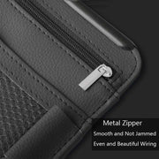 Car Sun Block Glasses Case Document Holder Car Plastic Frame Zipper Type Multi-Function Card Bag Storage Bag(Brown)