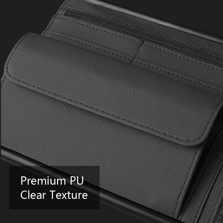 Car Sun Block Glasses Case Document Holder Car Plastic Frame Zipper Type Multi-Function Card Bag Storage Bag(Brown)
