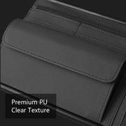 Car Sun Block Glasses Case Document Holder Car Plastic Frame Zipper Type Multi-Function Card Bag Storage Bag(Brown)