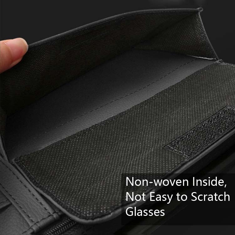 Car Sun Block Glasses Case Document Holder Car Plastic Frame Zipper Type Multi-Function Card Bag Storage Bag(Brown)