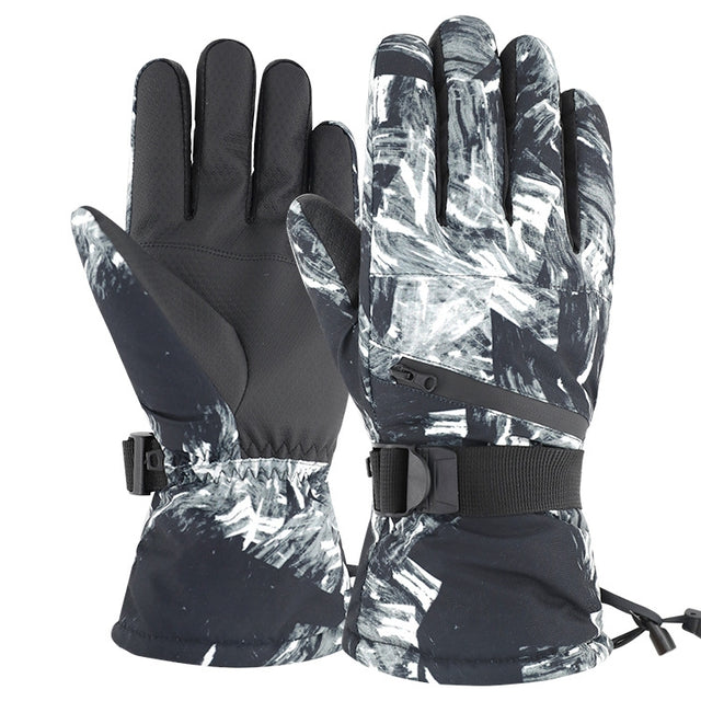 Winter Thermal Ski Gloves Outdoor Water-resistant Velvet Gloves Thickening Touch Screen Motorcycle Gloves, Size: L(Black)