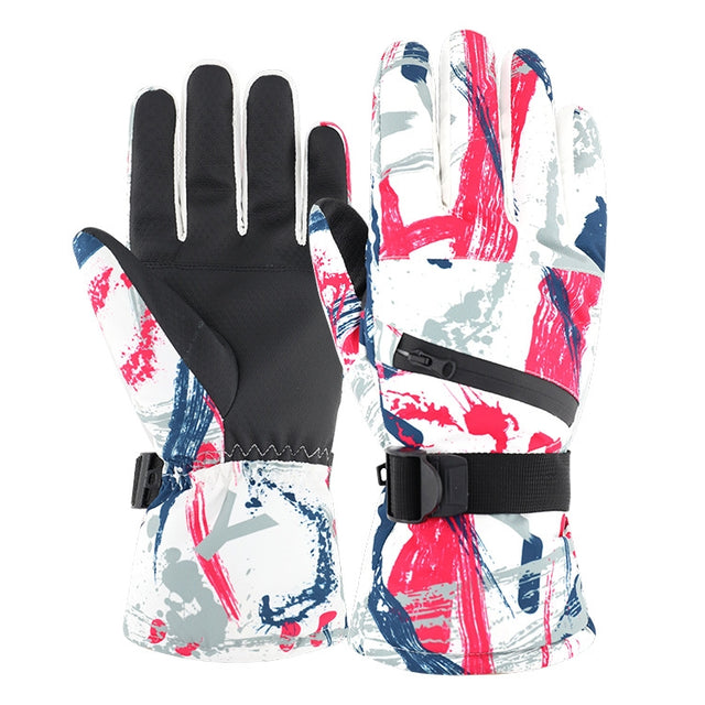 Winter Thermal Ski Gloves Outdoor Water-resistant Velvet Gloves Thickening Touch Screen Motorcycle Gloves, Size: XL(Red)