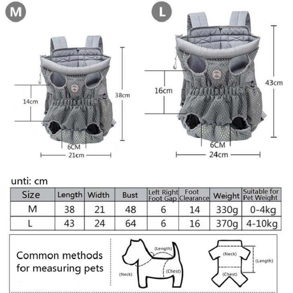 Doglemi Pet Outing Backpack Dog Shoulder Chest Bag Breathable Mesh Dog Cat Bag, Size:L(Blue)