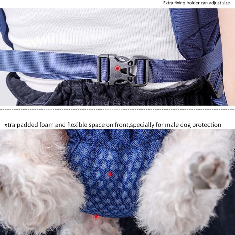 Doglemi Pet Outing Backpack Dog Shoulder Chest Bag Breathable Mesh Dog Cat Bag, Size:L(Blue)