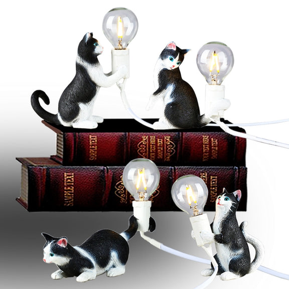 Cat Light Animal Table Lamp Mini Night Light, Power Plug:US Plug(Meditation)