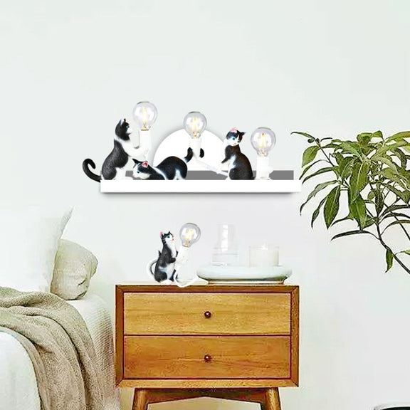 Cat Light Animal Table Lamp Mini Night Light, Power Plug:US Plug(Meditation)