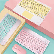 Universal Ultra-Thin Portable Bluetooth Keyboard and Mouse Set For Tablet Phones, Size:7 inch(Yellow Keyboard + Yellow mouse)