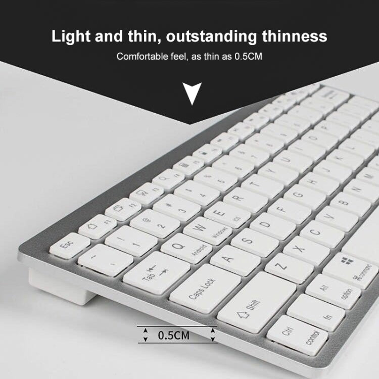 X5 Ultra-Thin Mini Wireless Keyboard + Wireless Mouse Set, Support Win / Android / IOS System(Silver)