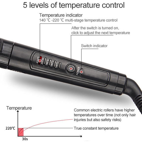 Nano Titanium Hair Curler with LED Digital Temperature Display, Size: 28mm, US Plug