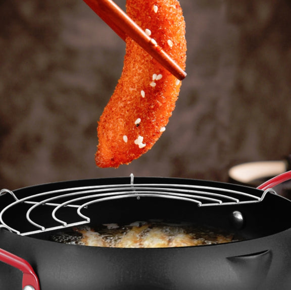 Tempura Hot Pot Household Fryer Pot Non-Stick Pan With Filter Holder, Specification:20cm without Clip