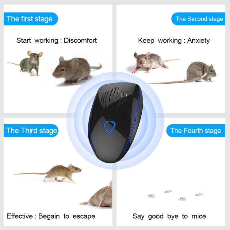 DC-9015 Household Energy-saving Multi-function Variable Frequency Ultrasonic Electronic Mouse and Mosquito Repellent, Style:EU Plug(Black)