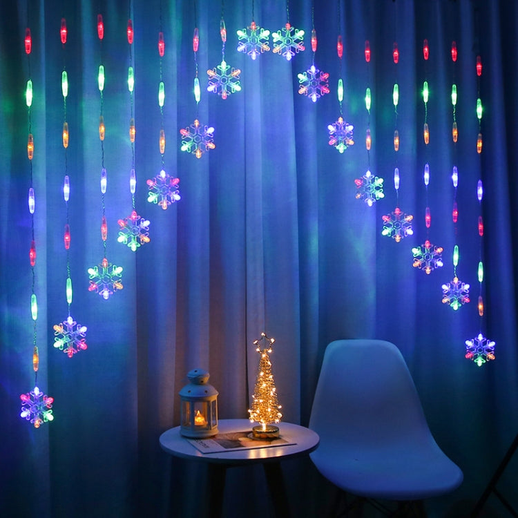 LED Inverted V Snowflake Five-Star Decorative Lights Christmas Water-resistant String Lights, EU Plug(Colorful Light)